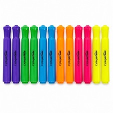 12-Pack AmazonBasics Tank Style Chisel Tip Highlighters Assorted Colors