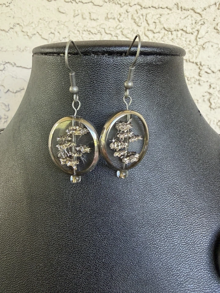 "Juego de collar y pendientes de peltre de 22"" - Colgante Fénix verde artesanal oriental" Foto 3 de 4