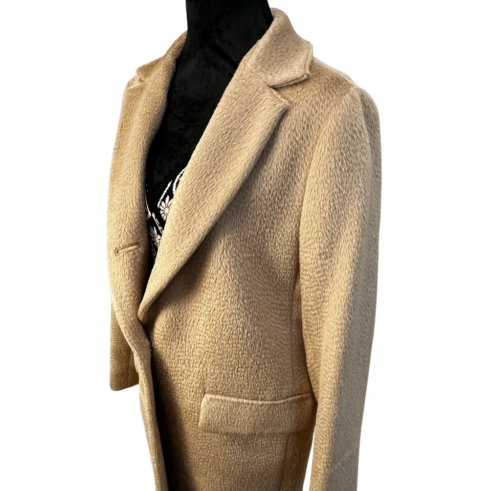 Abrigo Cinzia Rocca Mezcla Lana Alpaca Beige Largo Medio Hecho en Italia Talla 6 EE. UU./42 Foto 4 de 4