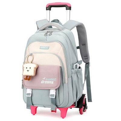 Schulrucksack Trolley für Mädchen, Teenager Rucksack Schule mit Rollen, Abneh...