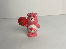 Vintage 1983 Care Bears Love a Lot Bear Flower Bouquet Mini PVC Figure 2"