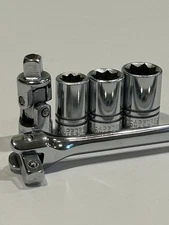 Indestro Breaker Bar & 8 pt Double Square Star Sockets 1/4 Drive