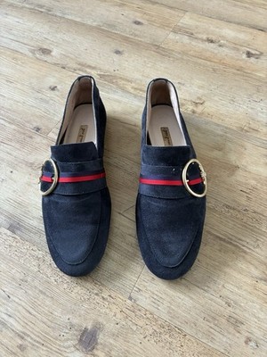 Paul Green Slipper Mokassins Größe 6 1/3 ( 39 1/3) In blau rot mit Biene