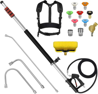#ad 24FT Telescoping Pressure Washer Wand Kit 2 Extension Poles Gutter Cleaner B $207.36