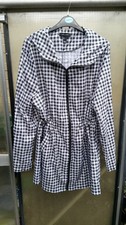 New Look Black And White Gingham Pack Up Rain Mac, Siz Large 16