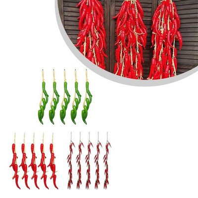 Simulierte Chilischote Dekorationen 5er Pack für Bauernhaus und Landhausstil