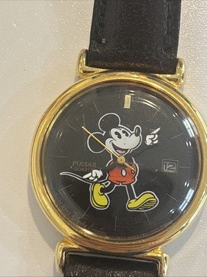 Vintage Pulsar Mickey Mouse Men's/Unisex Watch, Black, Disney, New Battery