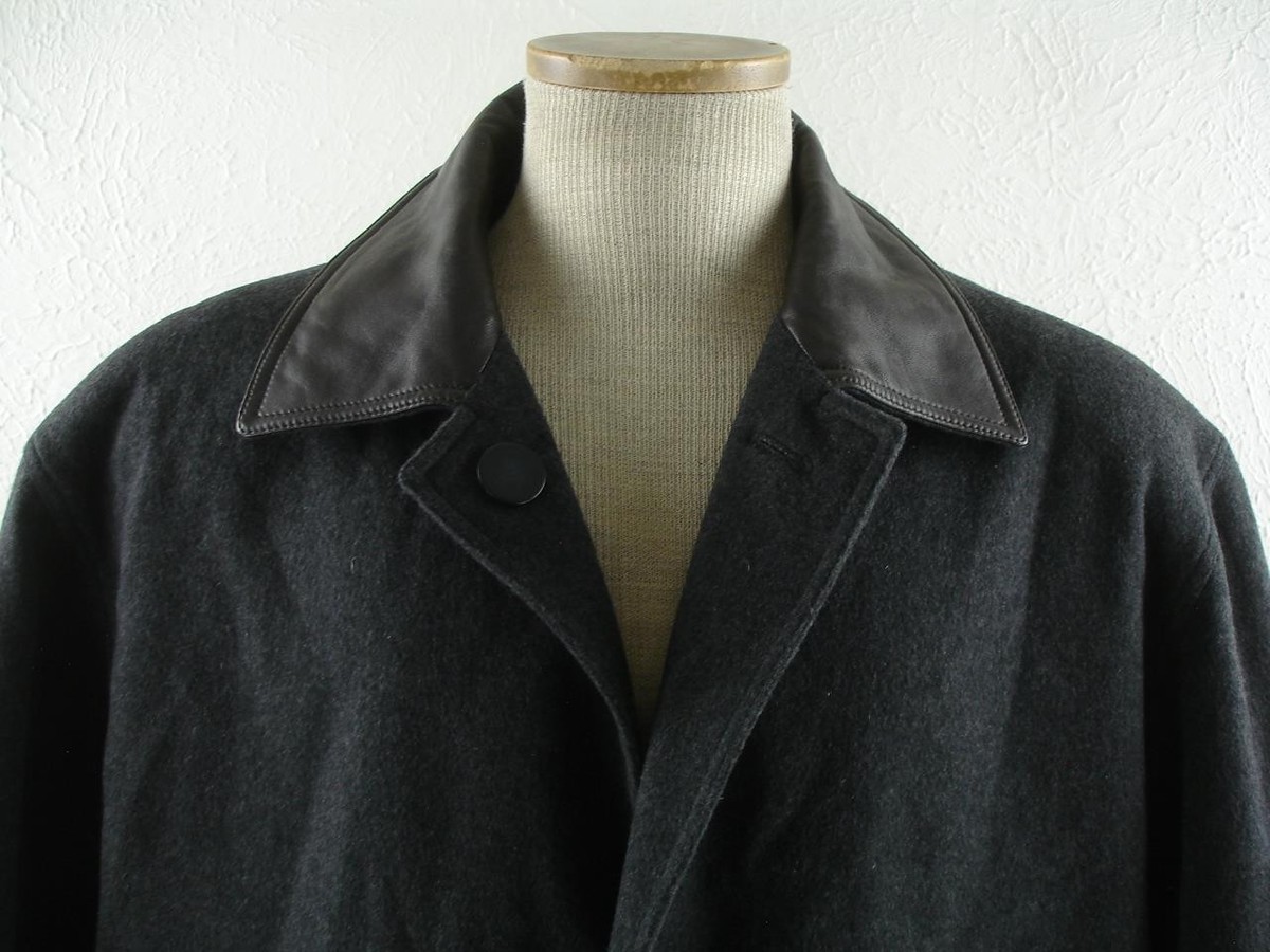 Mens M L 42 Salvatore Ferragamo sz 52 Gray Wool Trench Coat Brown 