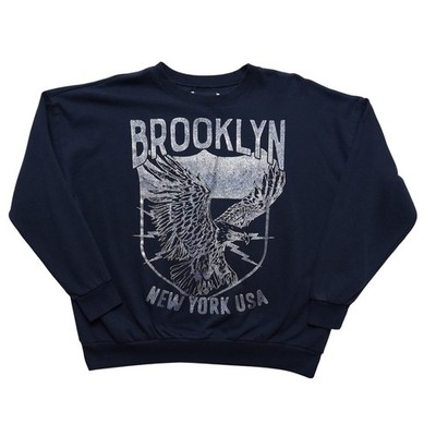 Brooklyn New York USA Sweatshirt Womens XL Blue Eagle Graphic Pullover