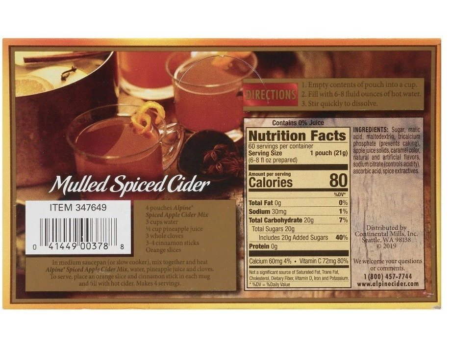 Mezcla de bebida instantánea original de sidra de manzana especiada alpina de 60 quilates 1 caja/ENVÍO EL MISMO DÍA Foto 4 de 4