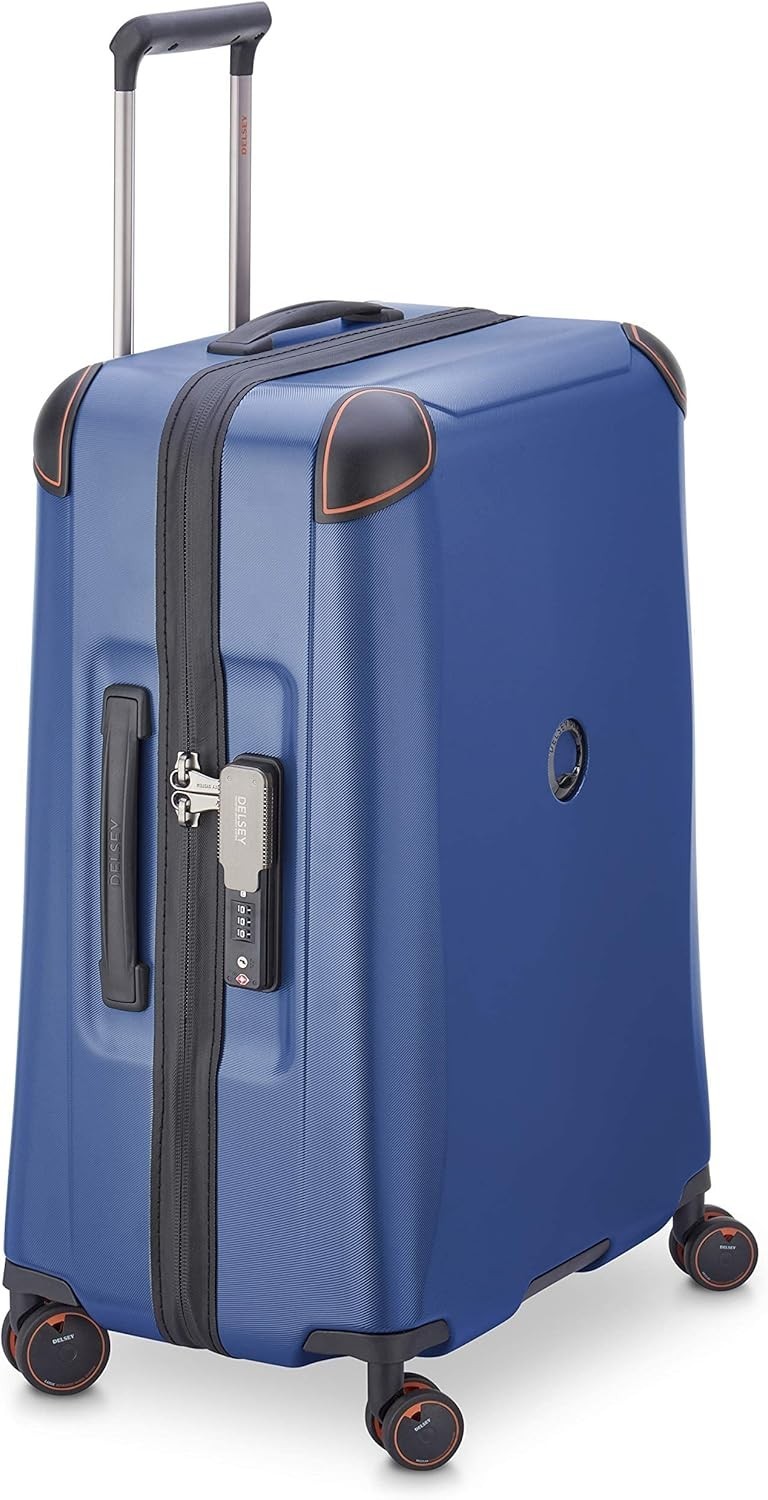 DELSEY PARIS Cactus Hardside Luggage with Spinner Wheel Navy Checked-Medium 24"