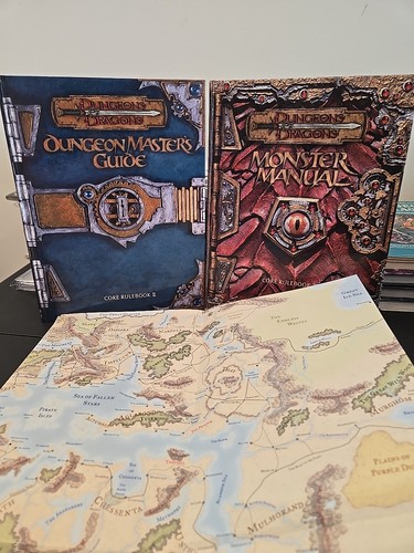 D&D 3.5 Monster Manual & Dungeon Master’s Guide Hardcover Core Rulebooks W/map