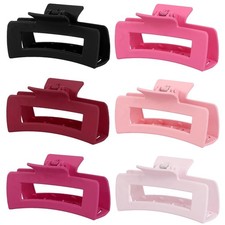Sisiaipu 4 Inch Big Hair Claw Clips 6 Pcs Large Claw for Thick Hair Square Ha...