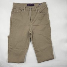 Gloria Vanderbilt Pants Womens 6P Beige Amanda Jeans Slim Stretch Pockets Zip