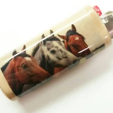 Horses Thoroughbred Horse Lighter Case Holder Sleeve Cover Fits Bic Lighters