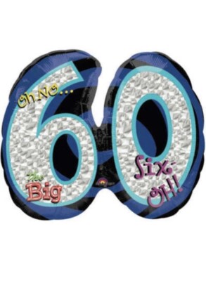 2 Oh No! It's My Birthday 60 Super Shape Prismatic Set Of 2 Helium Balloons