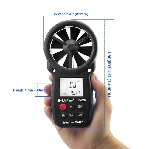 HoldPeak Digital Anemometer Handheld Wind Speed Meter for Measuring Wind 30m/s - Picture 10 of 12