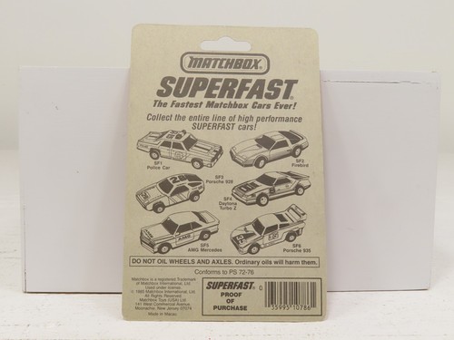 Matchbox SF1 1985 Superfast State Police Car on Card Sealed 8369 - Picture 3 of 3