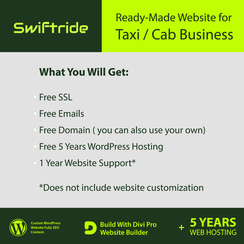 Benutzerdefinierte WordPress Website für Taxi/Taxi – kostenloses 5 Jahre Webhosting & 1 Jahr Support - Bild 10 von 10