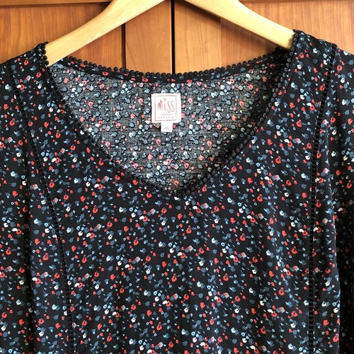 Miss Captain Top Size 40 (12) Black/Multi Abstract/Ditsy Blob Print Long Sleeve - Picture 2 of 13