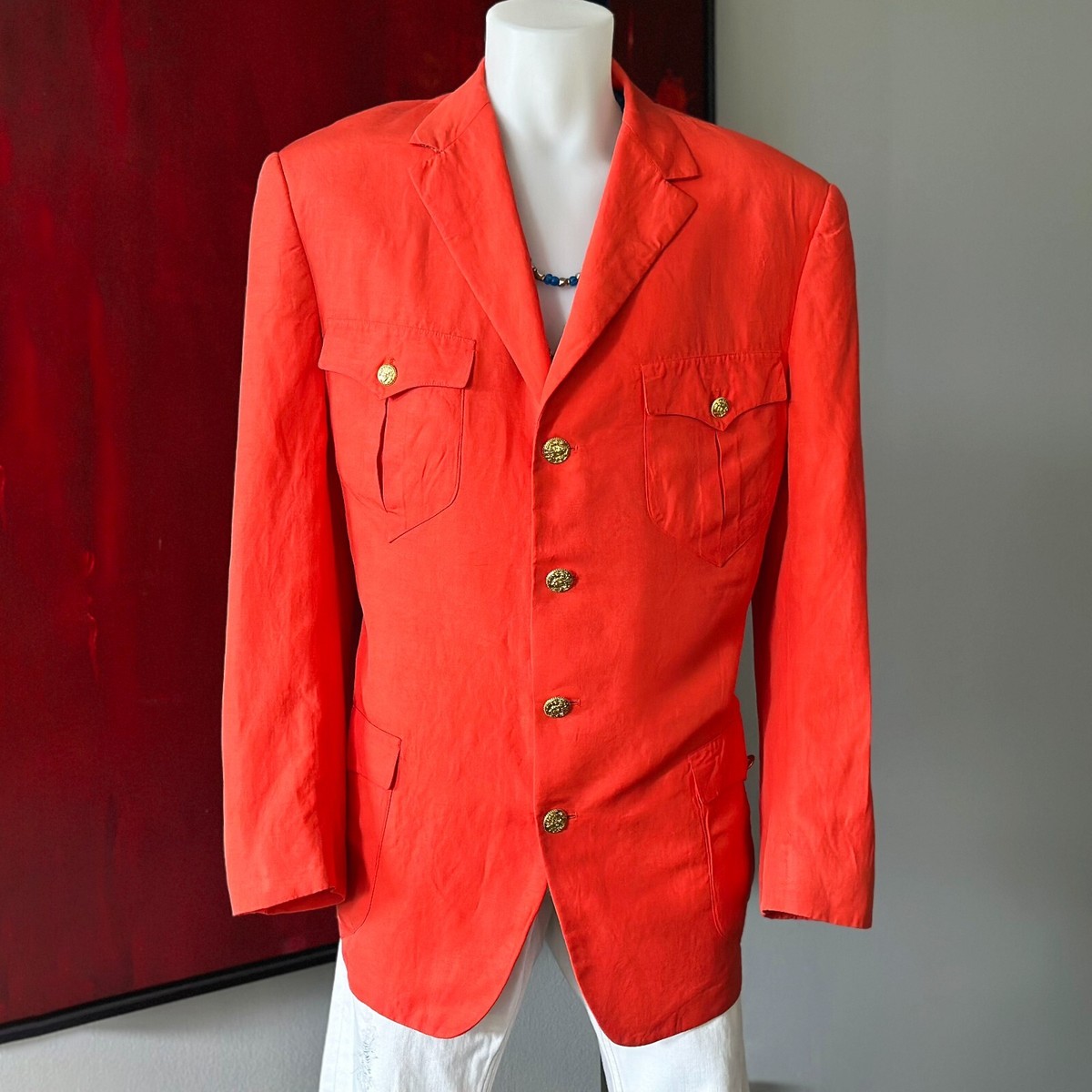 GIANNI VERSACE スーツ GIANNI VERSACE blazer silk linen 4 button size 54 from S/S