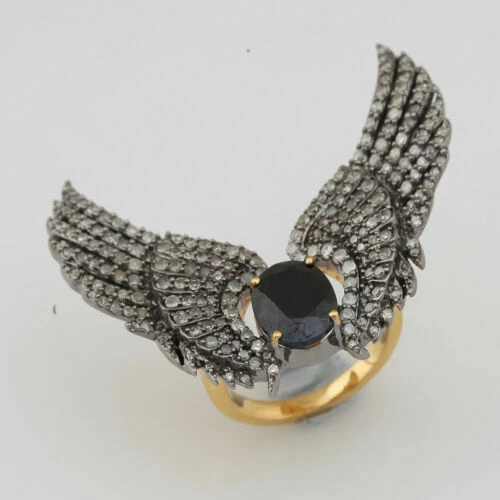 Gioielli di lusso nero in argento sterling pietra principale zaffiro