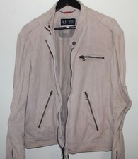 Armani Jeans Beige Leather Ladies Jacket Blouson Eu-50 Usa-medium Rrp £500 - New