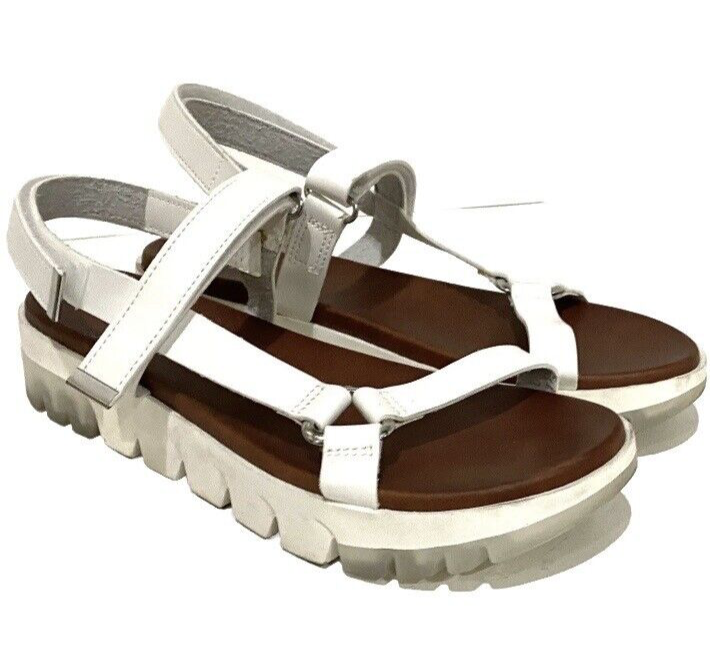 SAOLA Mia sandali scarpe donna flatform caviglia bianco vegan pelle suola gomma misura 9 5