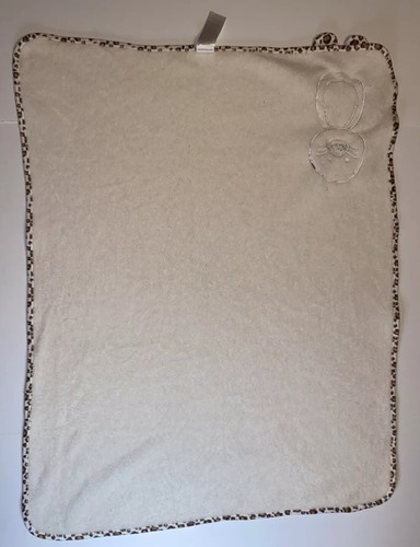 Babies R Us White Blanket with 3D Leopard Bear and Trim Soft Cute - Picture 6 of 9