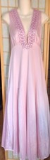 Vintage Vanity Fair Long Nightgown Pink nylon Sz36 USA Sweep Lingerie