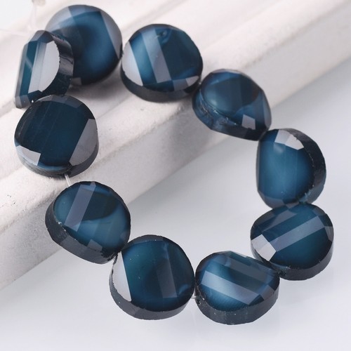 10pcs 14mm Twist Coin Opaque Faceted Glass Loose Beads for Jewelry Making - Picture 10 of 10