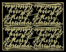 Sheet Of German Dresden Die Cut Gold Foil Paper "A Merry Christmas" Scraps