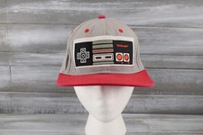 Nintendo Gaming System Baseball Cap Trucker Hat Grey Red Snap Back Adjustable.