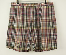 Vintage Polo Ralph Lauren Madras Plaid Pleated Chino Shorts Mens 40 x 8.5 Cotton