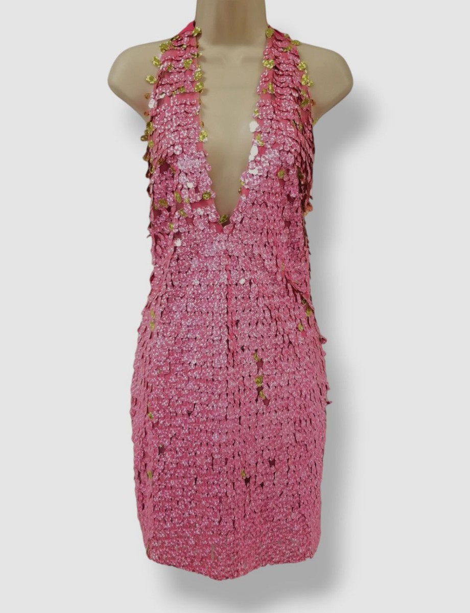 pink halter sequin dress Somewhere New Gold Ring Halter Top White main image 1