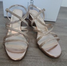 Davids Bridal Beau Rose Gold Crystal strappy Block Heel Sandals size 11 new