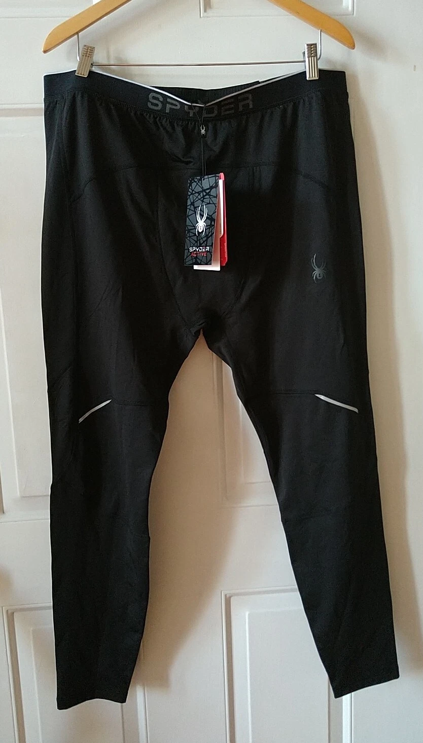 SPYDER MENS ACTIVE BLACK SPM738 BASE LAYER LEGGING PANTS, SIZE XXL