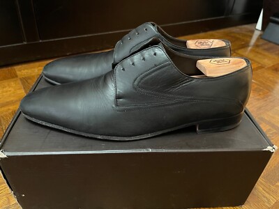 A.Testoni Basic Mens Black Leather Dress Shoes Size 11US | eBay
