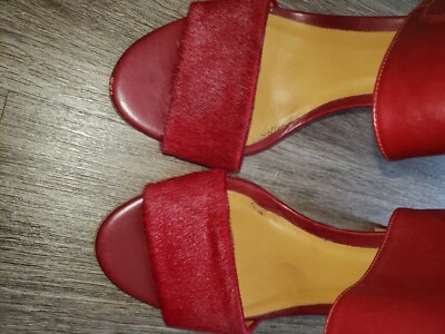 Ralph Lauren  red calf hair and leather heels in great condition, sz 39