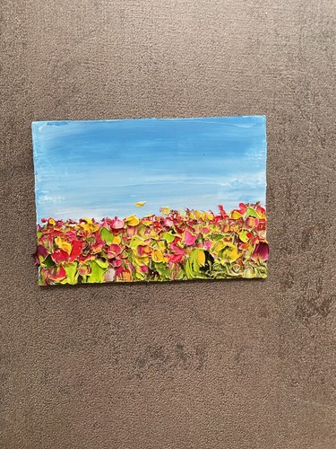ACEO Original Oil Painting Wildflowers Field Flowers Floral Art Palette knife - Picture 8 of 8