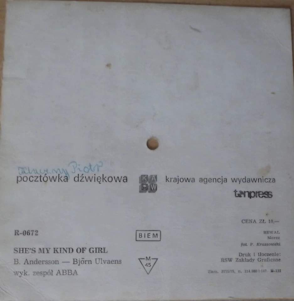 Flexi ABBA - She's My Kind Of Girl (1973) - Bild 2 von 2