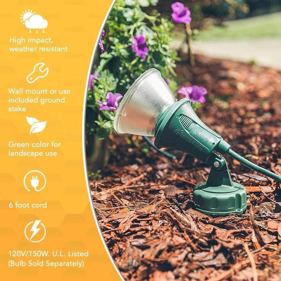 Woods Outdoor Floodlight Fixture with Stake 6-Foot Cord 2-Pack - Imagem 2 de 2