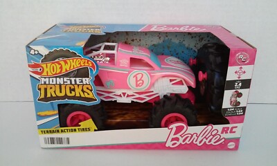 HOT WHEELS MONSTER TRUCKS Barbie RC Pink Truck 1:24 Scale Remote