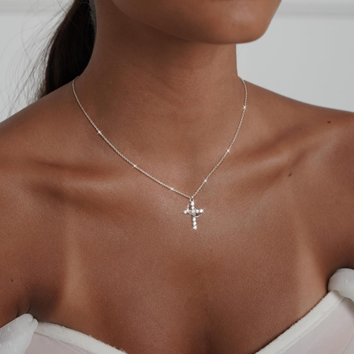 Cross Necklaces for Women Non Tarnish Dainty Gold/Silver/Rosegold Cubic Zirconia - Picture 3 of 12