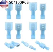 50/100PCS Male Female Insulated Wire Terminal Spade Crimp Connectors 16-14AWG
