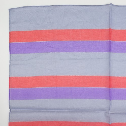 Christian Dior Gray Horizontal Pattern Red Purple Logo Cotton Scarf 18"x17" - Picture 2 of 8