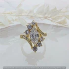 Estate 2 Ct Marquise Cut Lab Created Diamond Vintage Ring 14k Yellow Gold Over