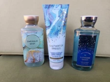 Bath & Body Works Emerald Mist  Sapphire Moon Shower Gels Saltwater Breeze Cream