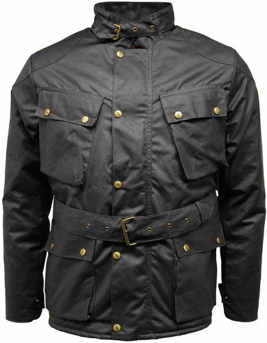Chaqueta de motocicleta acolchada antigua de algodón encerado para motociclista juego Speedway - Imagen 13 de 14
