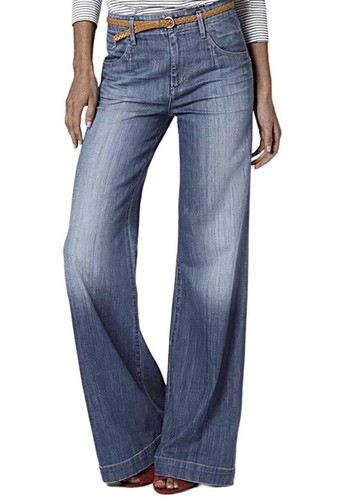 Flamingals Wide Leg Jeans - Women’s Stretch Low Waist Baggy Boot Cut Flare - L